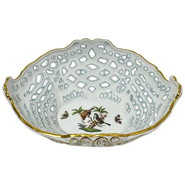 Porcelain Openwork Basket with Rothschild Pattern from Herend Hungary For Sale - Image 10 of 10