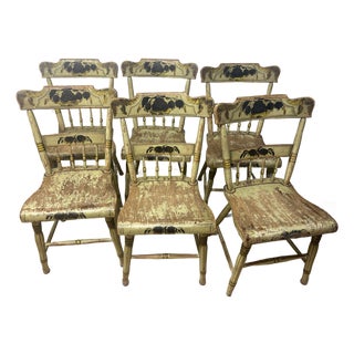 Set of 6 19th Century Hitchcock Style Chairs For Sale