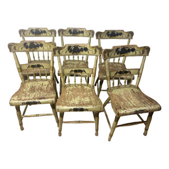 Set of 6 19th Century Hitchcock Style Chairs For Sale