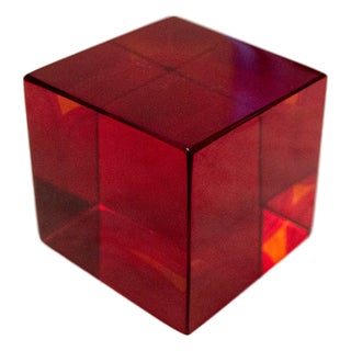 Glass Paperweight Cube, Italy, 1960s For Sale