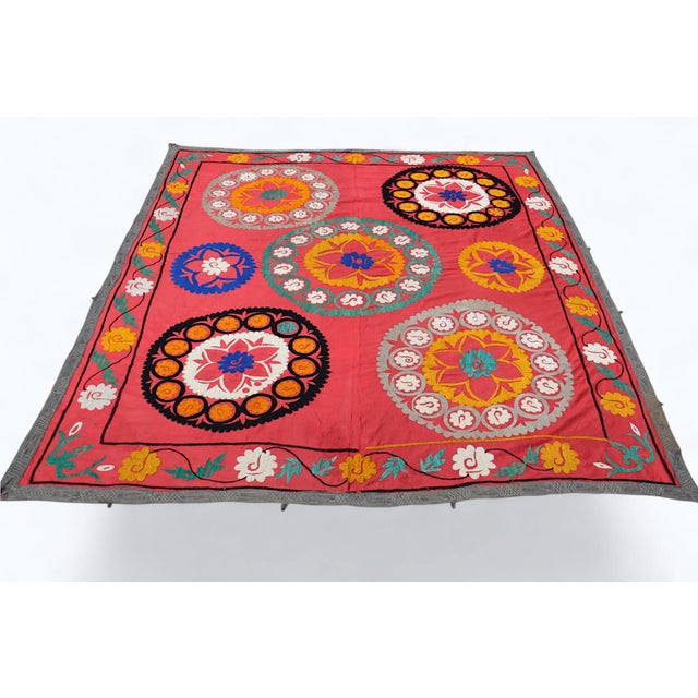 Vintage Hand Embroidered Suzani Wall Hanging, 1920s For Sale - Image 16 of 18