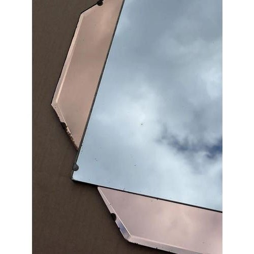 Glass French Art Deco Amber Bevelled Wall Mirror, 1930s For Sale - Image 7 of 13