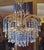 1960's Hollywood Regency Sapphire Blue & Clear Cut Austrian Crystal Gold Waterfall Tiered Chandelier Attrib. Palwa For Sale - Image 12 of 18