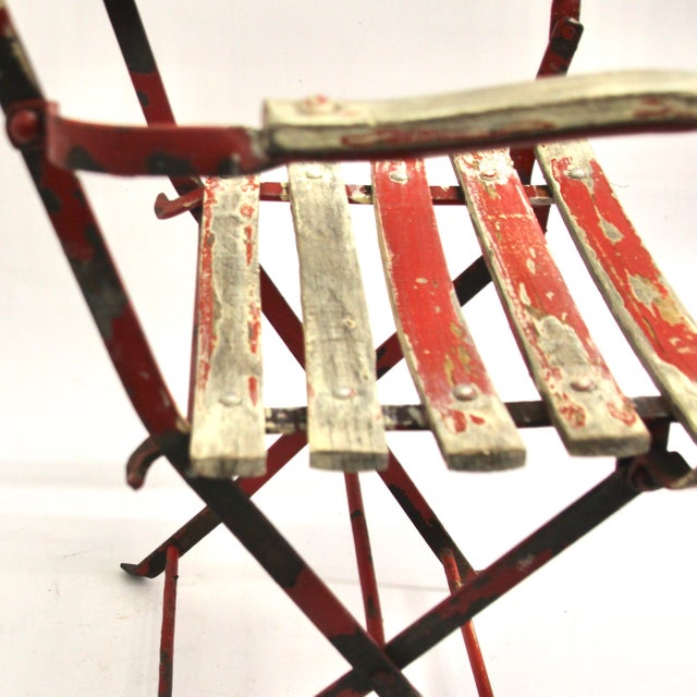 Red French Children's Garden Folding Chair, 1930s For Sale - Image 8 of 12