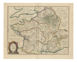 Map of Caesar's Gallia Veteris Ancient Gaul from Blaeu, France, 1642