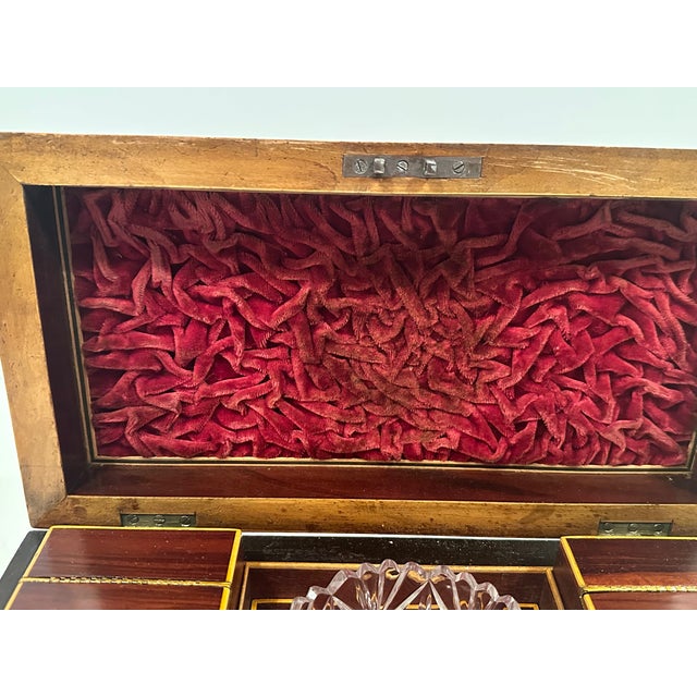 Brown Mahogany Regency Style Tea Caddie With Inlay and Brass Lion Rings For Sale - Image 8 of 8