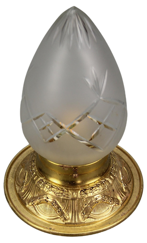 French Neoclassical Style Brass and Frosted Cut Glass Ceiling Light, 1910