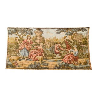 Vintage French Country Garden Scene Tapestry For Sale
