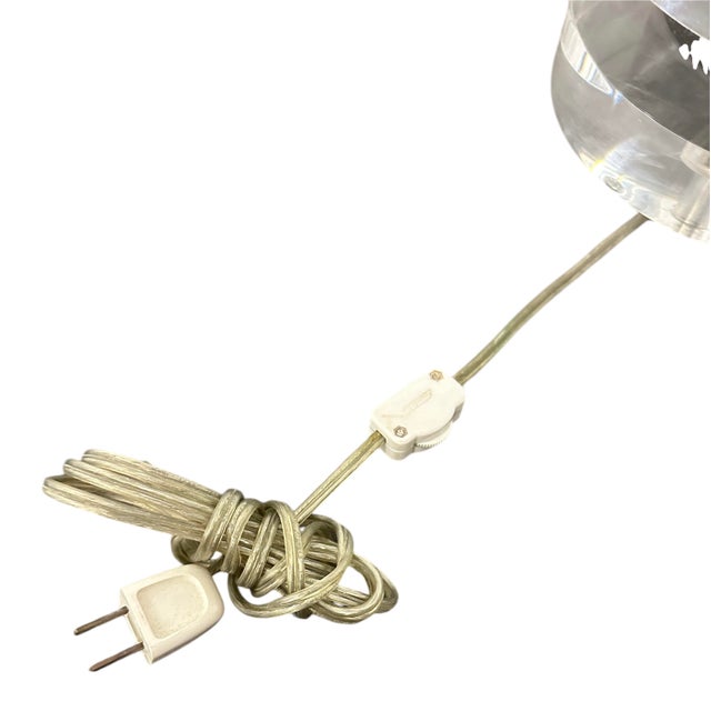 1980s Mid Century Monumental Stacked Lucite Lamp in the Style of Karl Springer Shade For Sale - Image 11 of 12