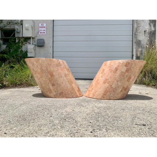 Modern 1980s Maitland-Smith Tessellated Stone Angular Pedestal For Sale - Image 3 of 6