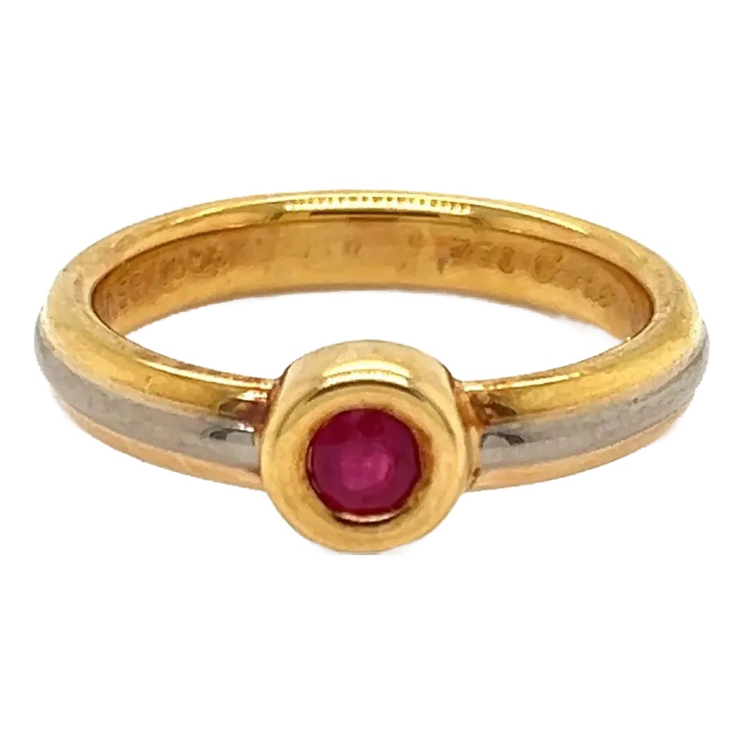 Edit Late 20th Century Cartier 18k Tri Color Gold Ruby Stack Band Ring ...