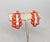 1950s Vintage 1958 Crown Trifari Goldtone Cabochon Faux-Coral & Faux-Pearl Clip Earrings-2 Pieces For Sale - Image 5 of 8