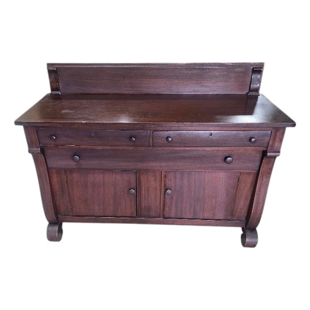 Vintage Solid Maple Early American Sideboard Buffet Server For Sale