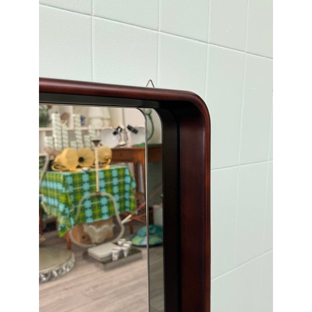 Italian Rectangular Mirror with Wooden Frame and Smoked Mirror, 1970s For Sale - Image 7 of 9