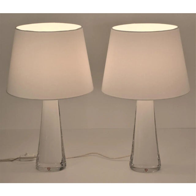 1950s White Doublecoated Glass Table Lamps by Carl Fagerlund for Orrefors, 1950s, Set of 2 For Sale - Image 5 of 11