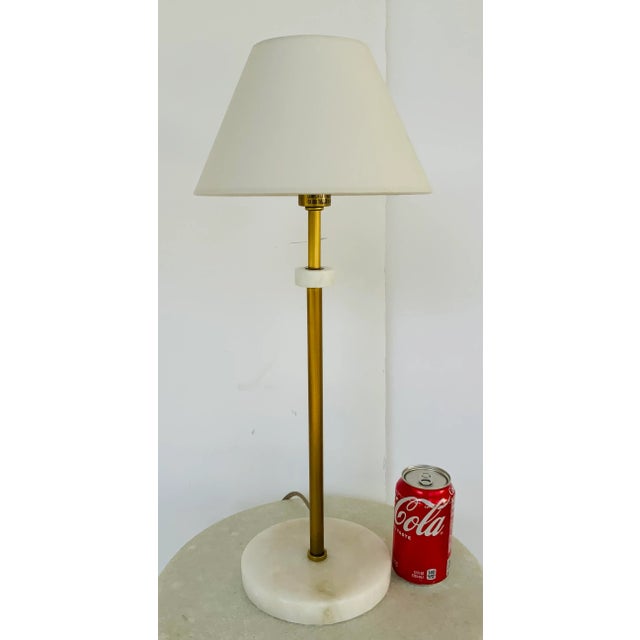 Arteriors Home Arteriors Alabaster and Brass Finished Newport Table Lamp For Sale - Image 4 of 5