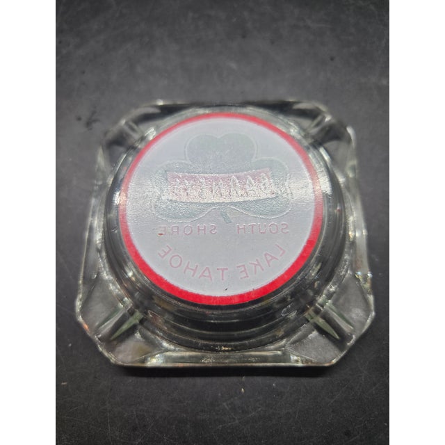 Mid-Century Modern Vintage Barney's South Shore Lake Tahoe Clear Glass Ashtray For Sale - Image 3 of 3