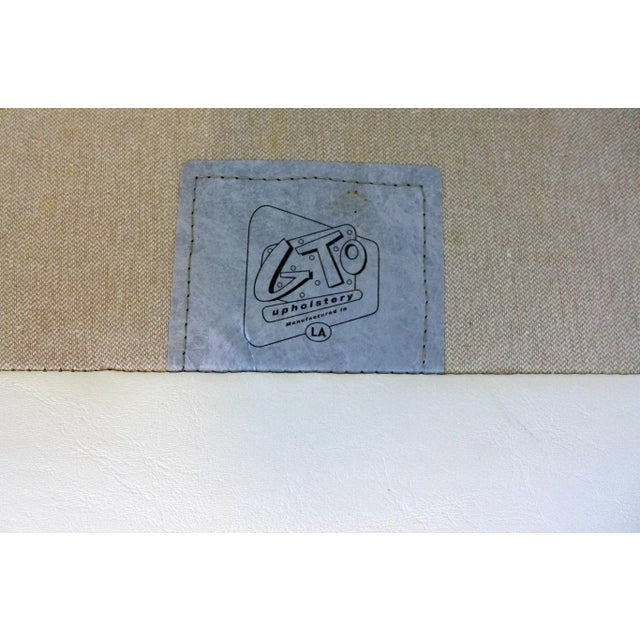 Mid 20th Century Walnut Case White Leather Cube Chairs Vintage in the Style of Milo Baughman - a Pair For Sale - Image 12 of 12