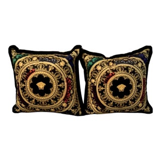 Custom Made Versace Fabric Pillows - a Pair For Sale