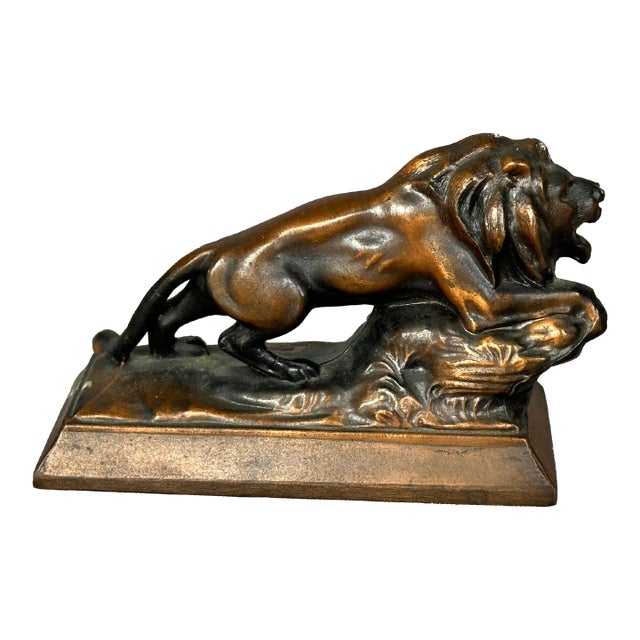 Antique Bronze Lion Paperweight For Sale