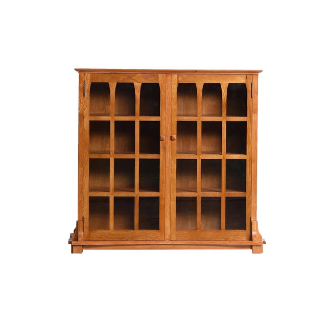 Crafters and Weavers Mission Solid Oak Double Door Bookcase - Michael's Cherry For Sale - Image 11 of 11