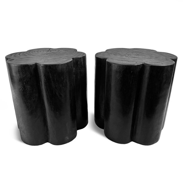 Wood Black Solid Wood Modern Flower Stool / Side Table For Sale - Image 7 of 10