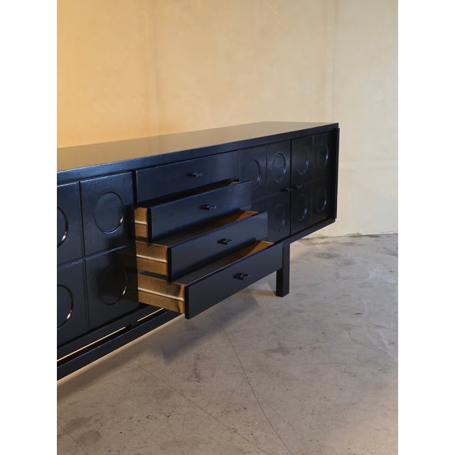 Brutalist Belgian Black Lacquered Sideboard, 1970s For Sale - Image 13 of 17