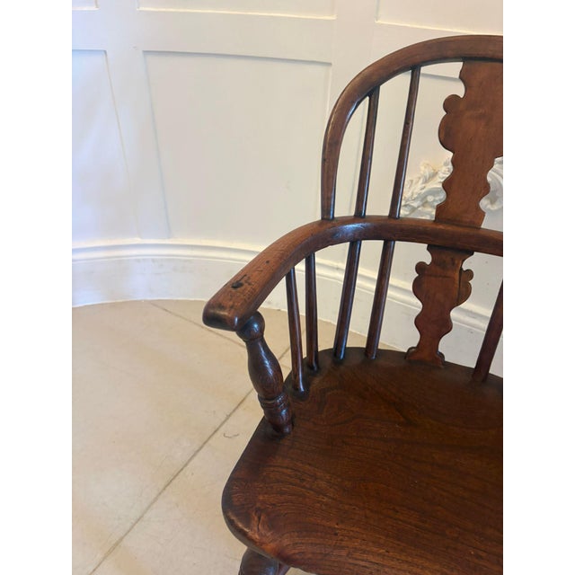 Antique Georgian Elm Children's Windsor Armchair, 1800 For Sale - Image 3 of 13