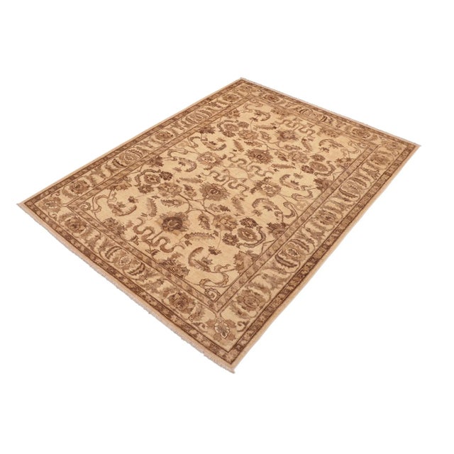 Transitional Classic Ziegler Beige Brown Hand-Knotted Wool Rug - 6'1'' X 9'0'' For Sale - Image 3 of 8
