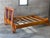 Beautiful vintage handcrafted tiger maple wood and leather queen size bed frame. Sculptural floating frame with amazing...
