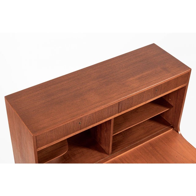 Wood Mid-Century Danish Modern Teak Secretary Desk Cabinet 1960s For Sale - Image 7 of 18