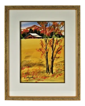 Lewis Suzuki, Landscape with Barn, Circa 1970