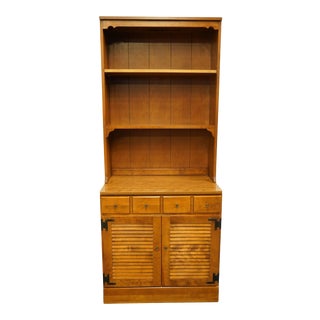 Ethan Allen Heirloom Nutmeg Maple Crp Custom Room Plan 30" Shutter Door Cabinet W. Bookcase Top 10-4511p For Sale