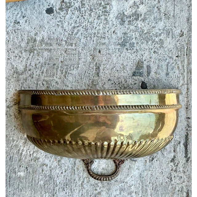 Hollywood Regency Vintage Regency Brass Wall Pocket For Sale - Image 3 of 8