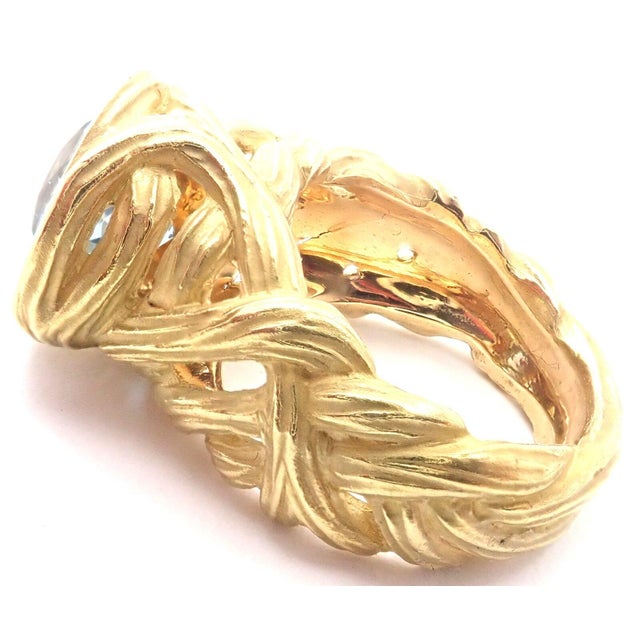 Angela Cummings 18k Yellow Gold Large Aquamarine Ring, size 6 For Sale - Image 4 of 8