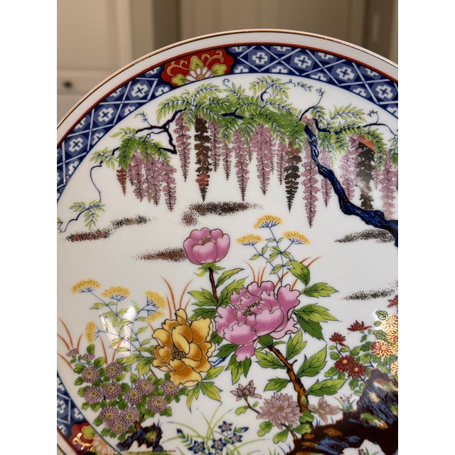 Navy Blue Made in Japan Vintage Imari Decorative Plate For Sale - Image 8 of 17