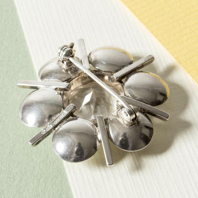 Silver and Rock Crystal Brooch from Victor Jansson, 1960s For Sale - Image 4 of 5