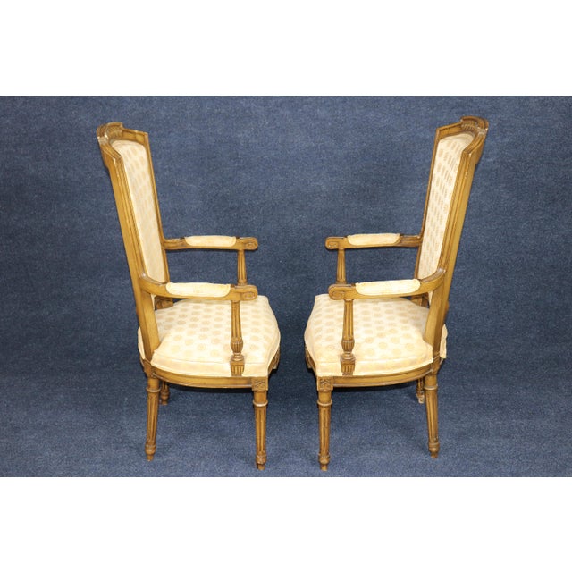 20th C Pair of Tall Back Impressive Louis XVI Style Armchairs For Sale - Image 4 of 13