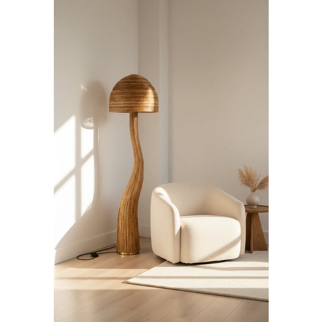 Wood Shroom 003 Pencil Reed Floor Lamp For Sale - Image 7 of 7