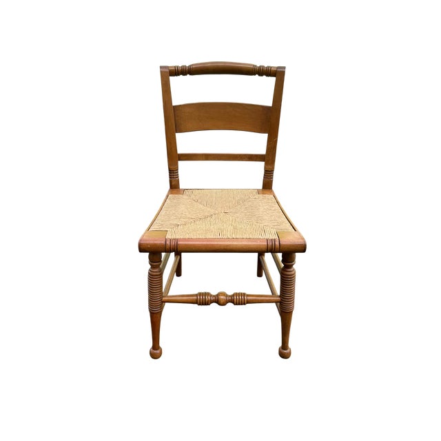 American Nichols & Stone Maple Frame and Rush Seat Dining Chairs - Set of 4 Including 2 Armchairs For Sale - Image 3 of 7