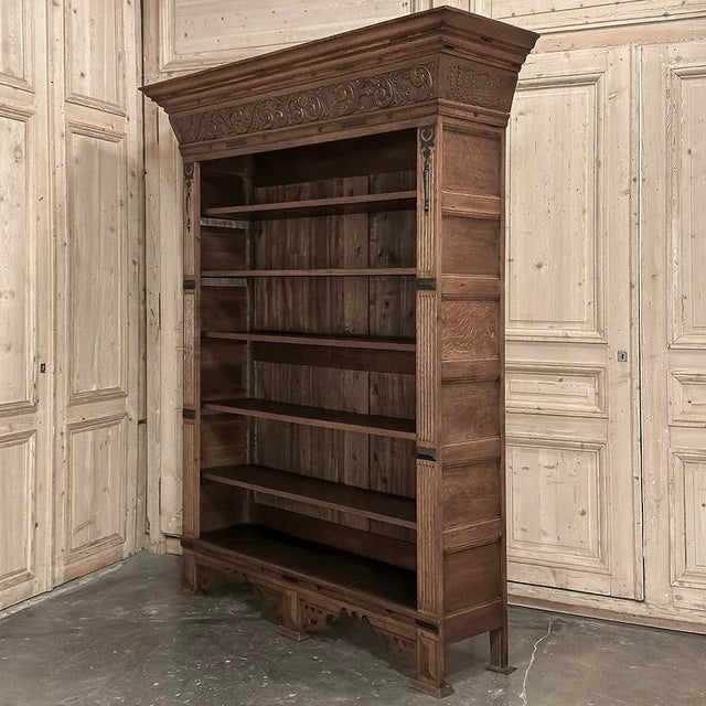 チェスト・キャビネット Antique Book open Shelf Caster 19th Century Dutch Renaissance Open Bookcase | Chairish