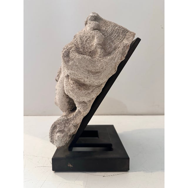 Carved Concrete Head Sculpture on Iron Base For Sale - Image 11 of 11