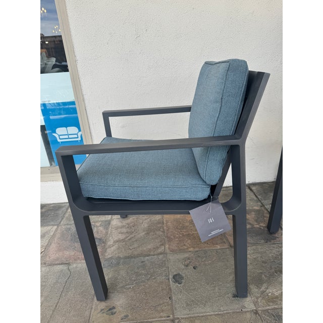2010s Restoration Hardware Rhodes Aluminum Outdoor Dining Armchairs, Pair For Sale - Image 5 of 12