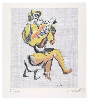 Le Guitariste - Original Etching by Ossip Zadkine - 1966 1966