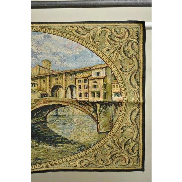 French 26" X 42" French Wall Hanging Tapestry Jacquard Ponte Vecchio Bridge Landscape For Sale - Image 3 of 6