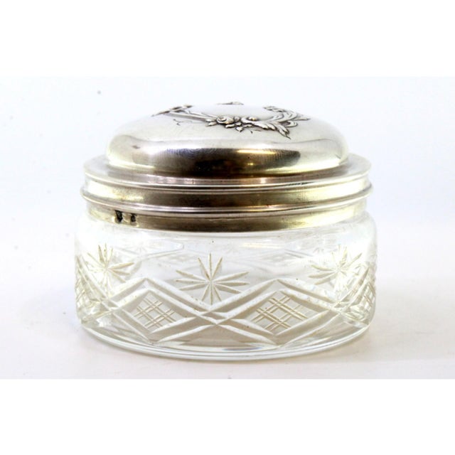 Cut Glass Box with Silver-Embossed Lid and Monogram Card For Sale - Image 6 of 8