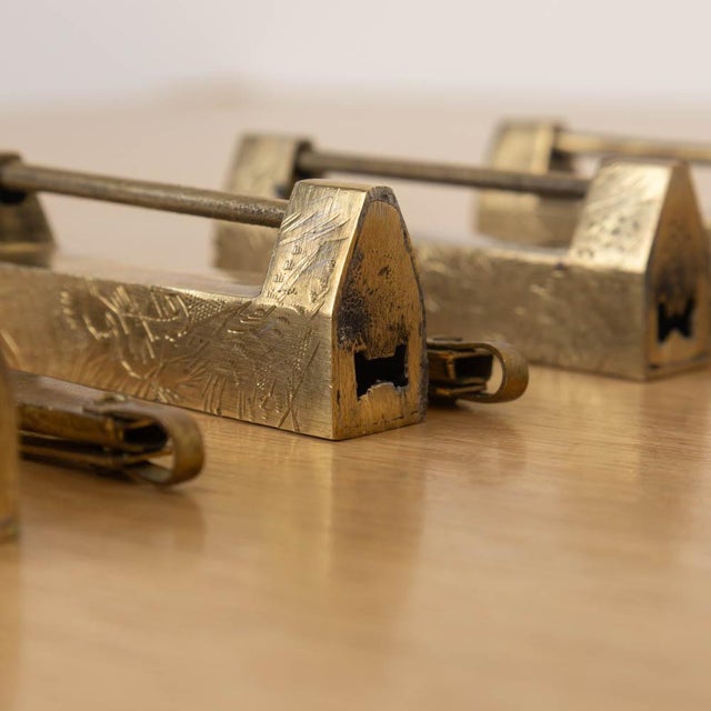 Antique Engraved Brass Chinese Padlock For Sale - Image 15 of 17