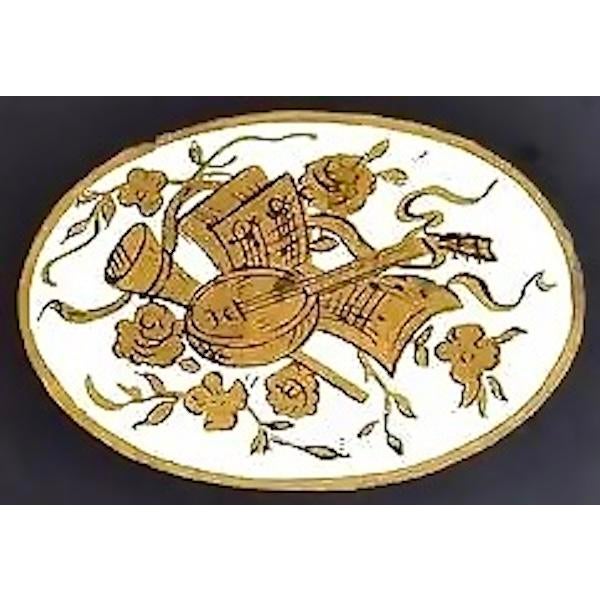 Vintage Set of Six Tole Musical Theme Trays For Sale - Image 4 of 4