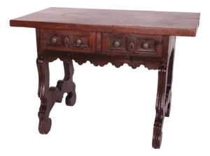 Antique Baroque Style Walnut Library / Writing Table