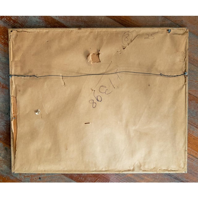 Green Mid-Century Modern Pastel Drawing Painting of Two Seated Nudes, Signed For Sale - Image 8 of 8